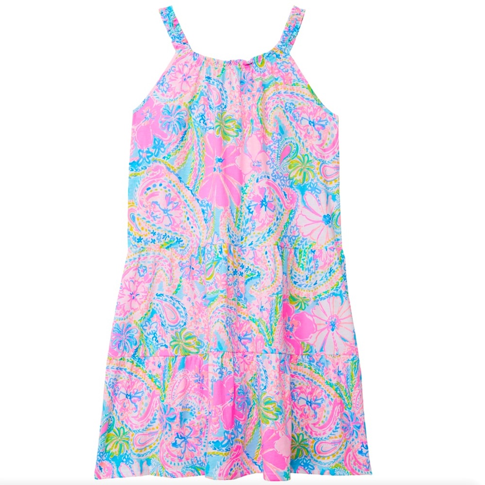 Lilly Pulitzer Mini Girls Lori Swing Dress Size S (4-5) Multi Flock Full of Fun